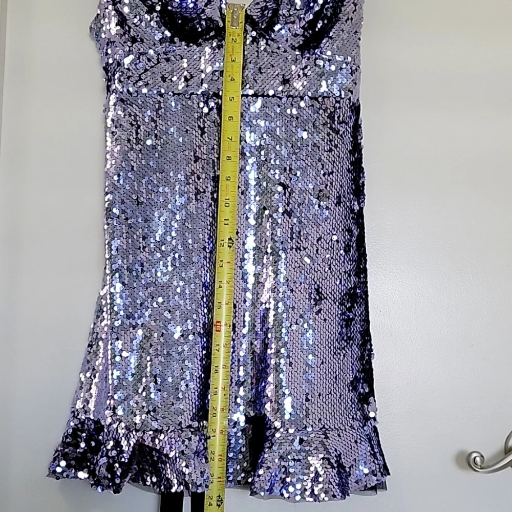 Free People Sequin Metallic Purple Black short dress party cocktail size 6 - Picture 9 of 17